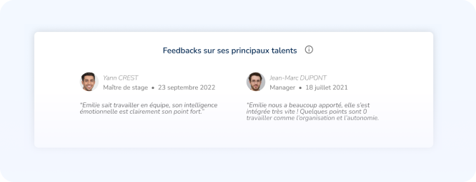 Les principaux feedbacks reçus 